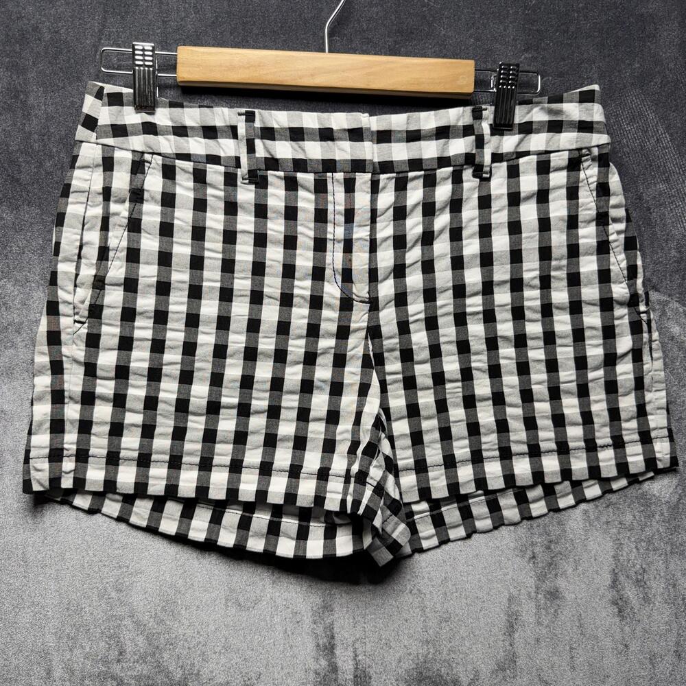 Ann Taylor LOFT Shorts Womens 4 Black Regular Chino Check Print Summer